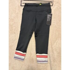 NWT MPG Sport Advocate High Rise Capri Leggings Charcoal Gray Striped Trim XS